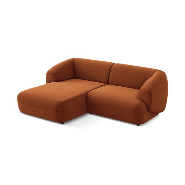 Oranžinės spalvos iš velveto kampinė sofa (su kairiuoju kampu) Moana – Makamii-image-4
