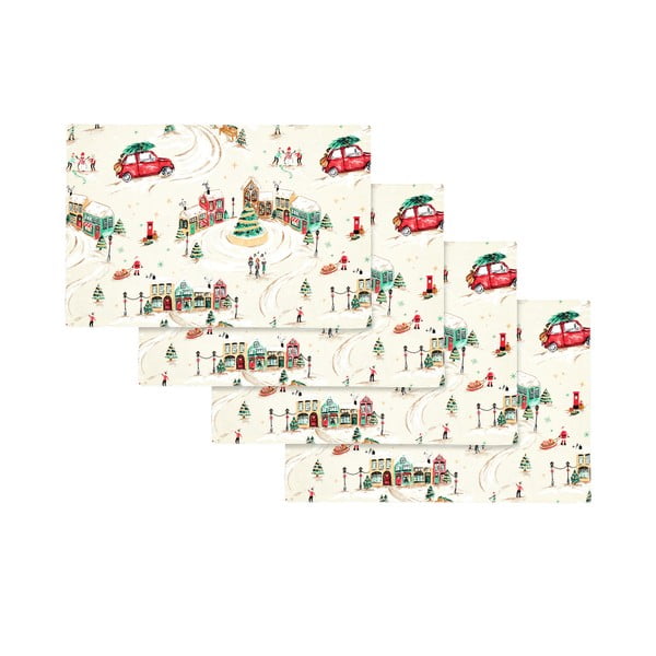 Iš medvilnės padėkliukai 4 vnt. 30x46 cm Christmas Town – Catherine Lansfield