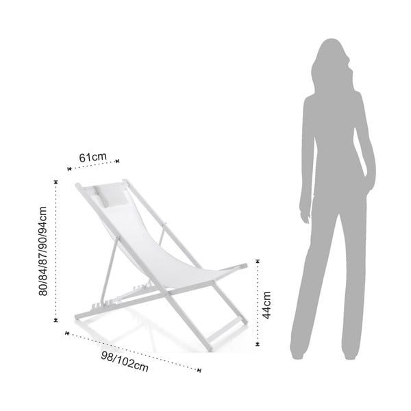 Metalinis sulankstomas sodo šezlongas baltos spalvos Milos – Tomasucci-image-4