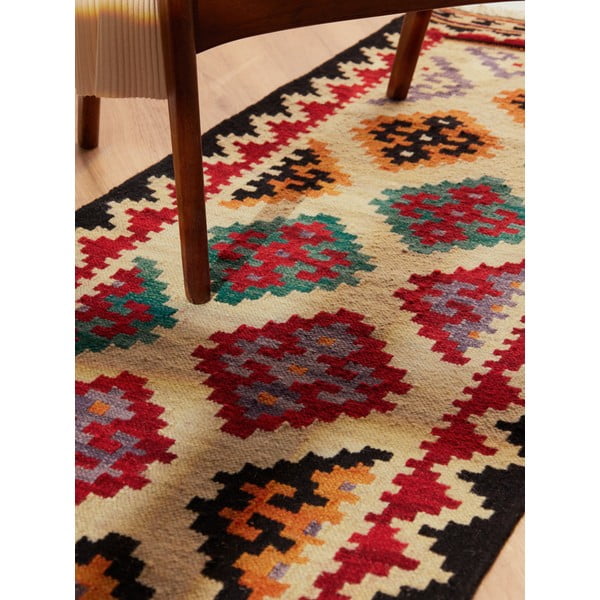 Apverčiamas/rankų darbo raudonos spalvos iš vilnos kilimas 60x190 cm Kamal Kian – Nouristan-image-4