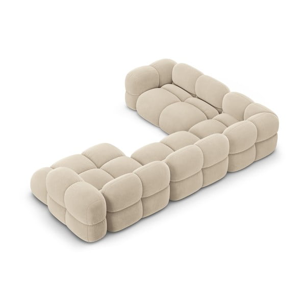 Smėlio spalvos iš velveto kampinė sofa (su kairiuoju kampu/„U“ formos) Loretto – Cosmopolitan Design-image-3