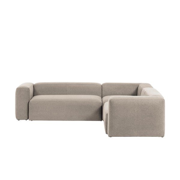 Smėlio spalvos kampinė sofa iš šenilinio audinio Blok – Kave Home-image-2