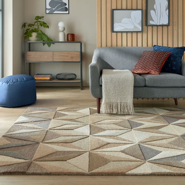 Iš vilnos kilimas smėlio spalvos 160x230 cm Reverie – Flair Rugs-image-1