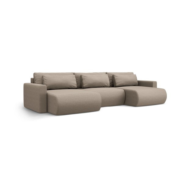 Šviesiai rudos spalvos sulankstoma/su sandėliavimo vieta kampinė sofa („U“ formos) Belfast – Cosmopolitan Design-image-4