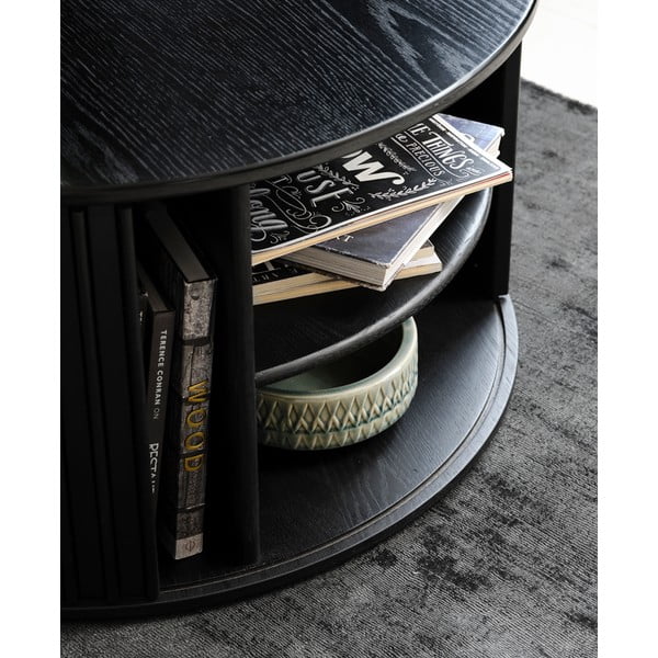 Juodas apvalus kavos staliukas ø 85 cm Siena - Unique Furniture-image-1