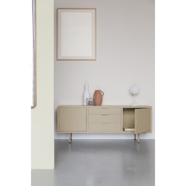 Smėlio spalvos šoninė spintelė 140x55x40 cm Kos – White Label-image-1