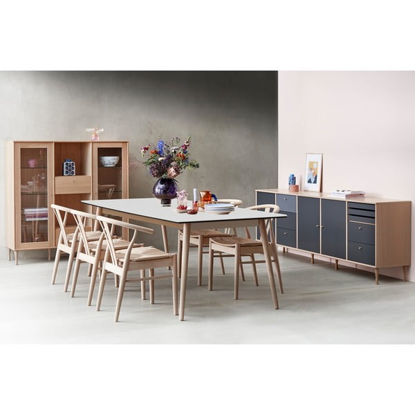 Prailginamas valgomojo stalas baltos spalvos/natūralios spalvos su baltu stalviršiu 90x165 cm Meza – Hammel Furniture-image-1