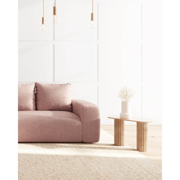 Kampinė sofa šviesiai rožinės spalvos iš boucle (su kairiuoju kampu) Feiro – MESONICA-image-4