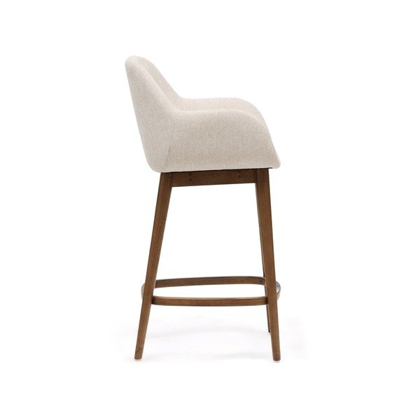 Smėlio spalvos iš audinio baro taburetė su porankiais (sėdynės aukštis 66 cm) Konna – Kave Home-image-3