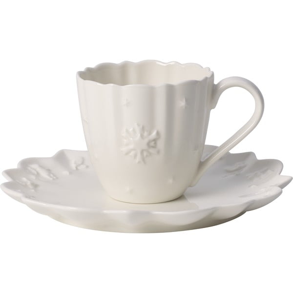 Baltas porcelianinis puodelis su lėkštele Villeroy & Boch