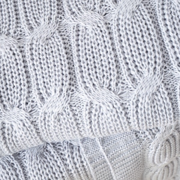 Pilka megzta antklodė ir pledas 130x170 cm Chunky Marl Knit – Catherine Lansfield-image-1