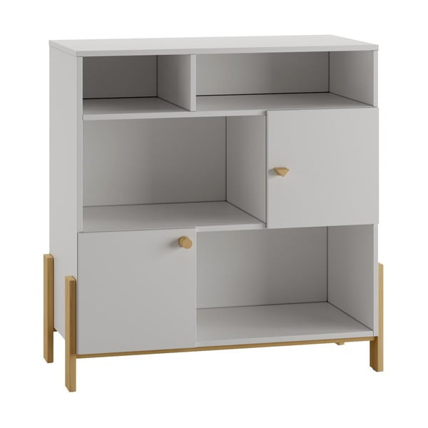 Šviesiai pilka vaikiška knygų spinta 100x120 cm Cube - Pinio-image-2
