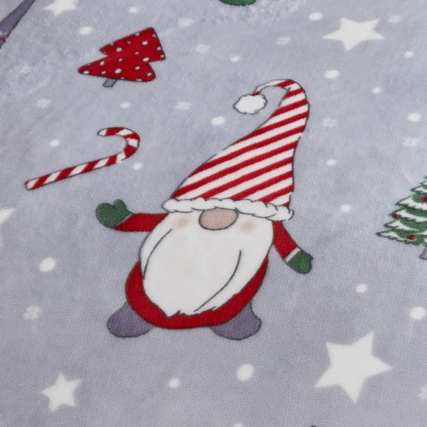Pilkos spalvos iš mikropliušo dvigulė/itin ilga patalynė 230x220 cm Festive Gnomes – Catherine Lansfield-image-3
