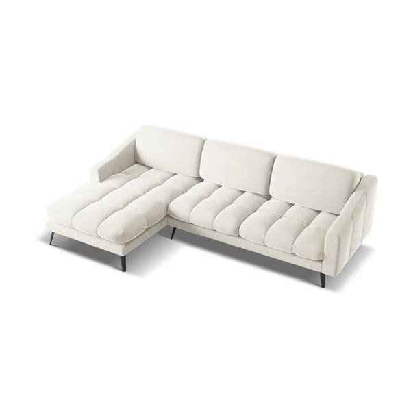 Kreminės spalvos iš velveto kampinė sofa (su kairiuoju kampu) Nalu – Makamii-image-3