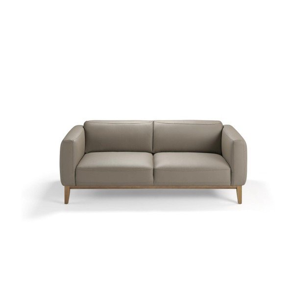 Pilkos spalvos sofa iš odos ir medienos Ángel Cerdá, 209 cm-image-3