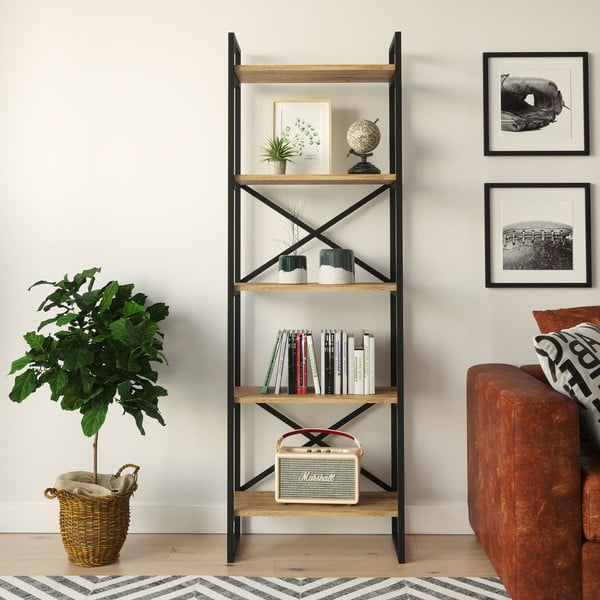 Juoda/natūrali pušies lentyna 58x175 cm Nicol - Kalune Design-image-2