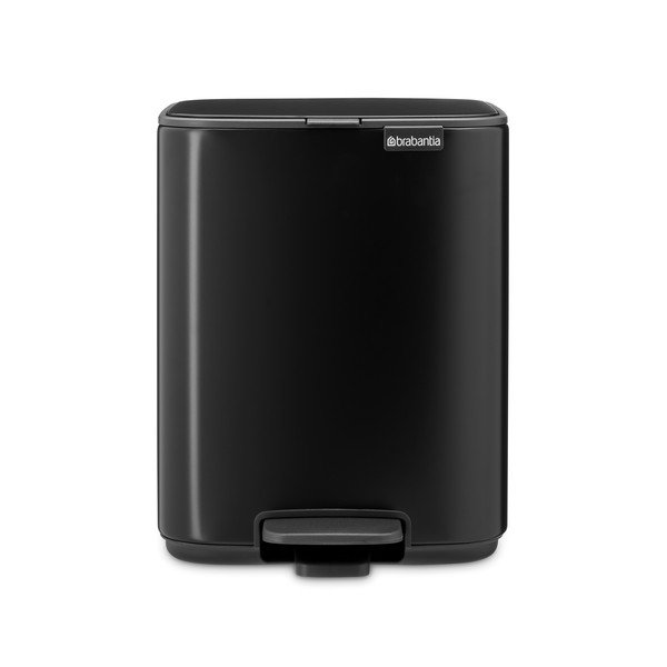 Matinės juodos spalvos šiukšliadėžė iš plieno su pedalu 7 l Bo – Brabantia-image-4