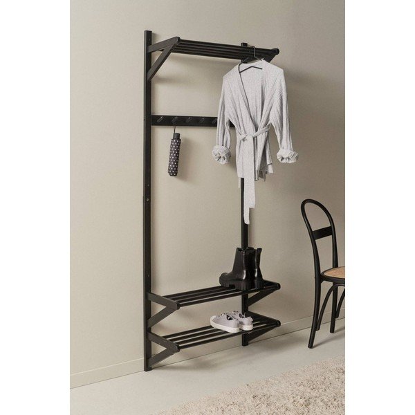 Juodos spalvos iš pušies masyvo koridoriaus baldas 75x190x32 cm Cole – Jotex-image-1