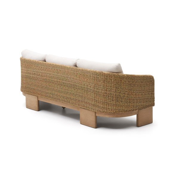 Smėlio spalvos/natūralios spalvos iš dirbtinio rotango sodo sofa Xoriguer – Kave Home-image-3