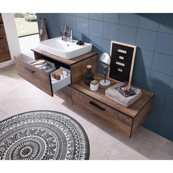 Rudas ąžuolo vonios kambario stalviršis 73x45 cm Set 374 - Pelipal-image-2