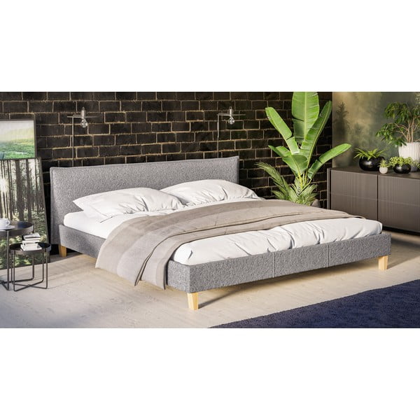 Pilka minkšta dvigulė lova su grotelėmis 200x200 cm Tina - Ropez-image-2