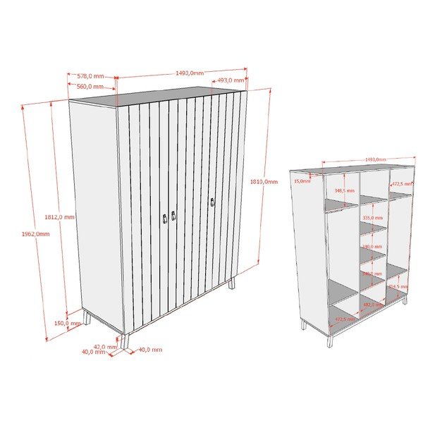 Smėlio spalvos vaikiška spinta 149x196x58 cm Sezane – Vipack-image-3