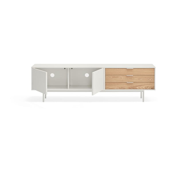 TV spintelė baltos spalvos/natūralios spalvos iš ąžuolo 180x52 cm Sierra – Teulat-image-2