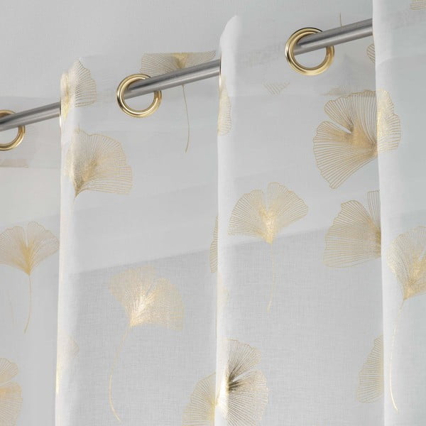 Permatoma užuolaida baltos spalvos/auksinės spalvos 140x240 cm Ginkgold – douceur d'intérieur-image-1