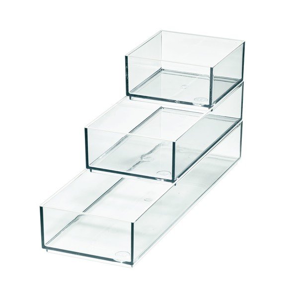 Vonios kambario kosmetinių reikmenų dėklai iš perdirbto plastiko, 3 vnt. Stack & Slide - iDesign-image-2