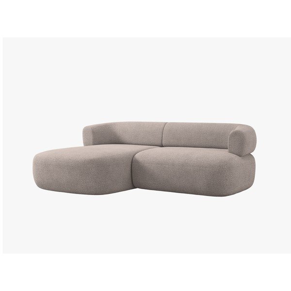 Šviesiai rudos spalvos kampinė sofa iš boucle (su kairiuoju kampu/su gultu) Jenny – Micadoni -image-3