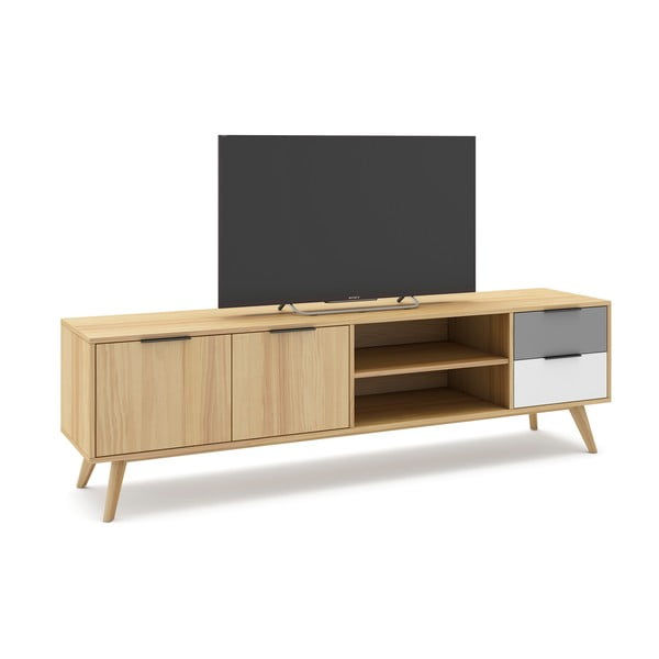 Natūralios spalvos ąžuolo dekoro TV staliukas 180x53 cm Elfa - Marckeric-image-4