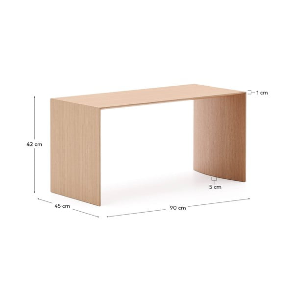 Šviesios natūralios spalvos kavos staliukas iš ąžuolo 45x90 cm Litto – Kave Home-image-4