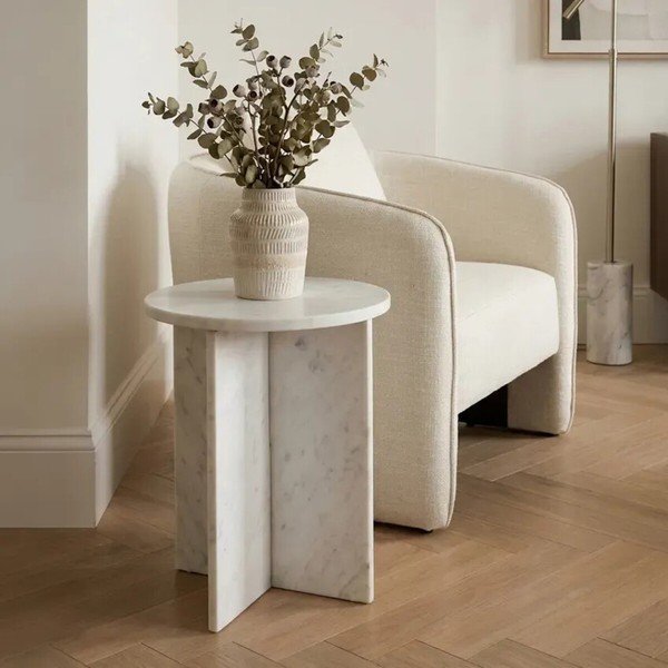 Iš marmuro apvalios formos šoninis stalas ø 40 cm Savio – Premier Housewares-image-1