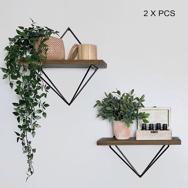 Iš eglės medžio masyvo sieninės lentynos natūralios spalvos 2 vnt. 30 cm Gem – Kalune Design-image-2