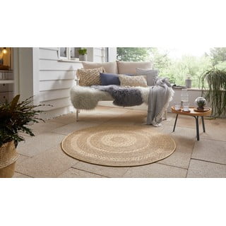 Smėlio spalvos lauko kilimas NORTHRUGS Almendro, Ø 160 cm