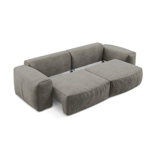 Pilkos spalvos sulankstoma sofa iš šenilinio audinio 275 cm Kuki – Makamii-image-4