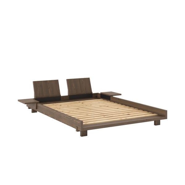 Rudos spalvos iš pušies masyvo dvigulė lova su lovos grotelėmis 140x200 cm Social – Karup Design