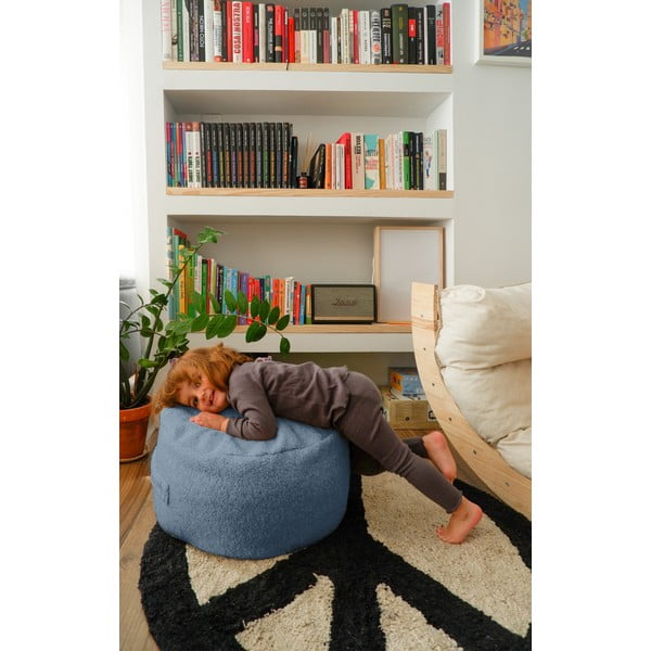 Vaikiškas pufas pilkos spalvos iš boucle Blue – Really Nice Things-image-2