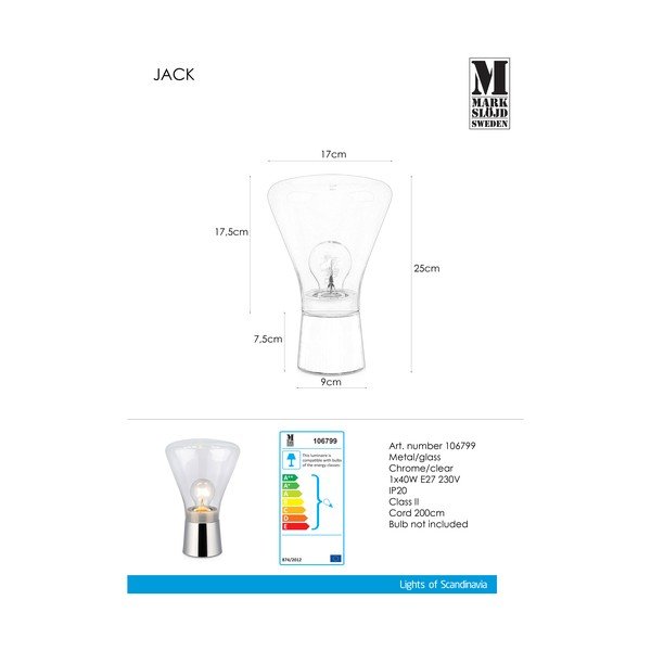 Sidabro spalvos stalinė lempa Markslöjd Jack, ø 16,5 cm-image-2