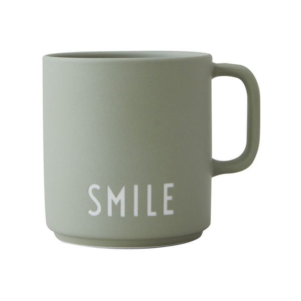 Žalias porcelianinis puodelis Design Letters Smile