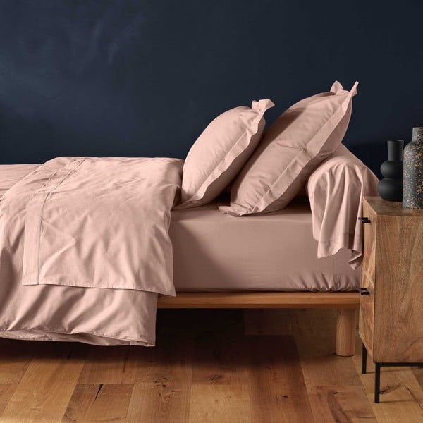 Paklodė iš medvilnės rožinės spalvos su guma 180x200 cm Lina – douceur d'intérieur-image-2