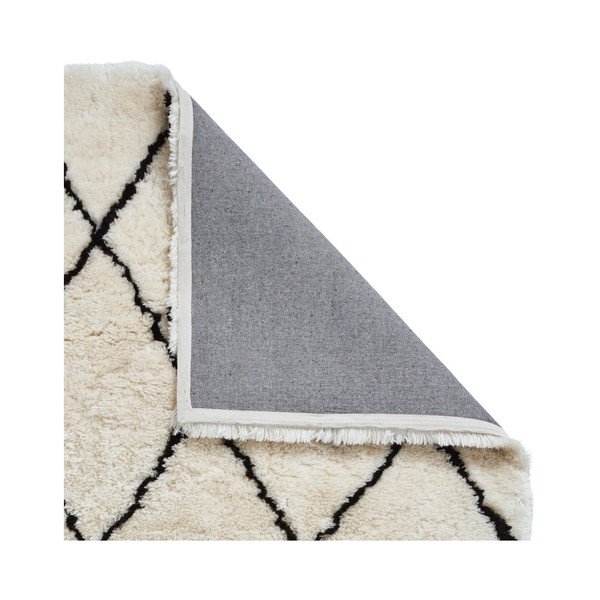 Smėlio ir juodos spalvos rankomis siūtas kilimas Think Rugs Morocco Ivory & Black, 120 x 170 cm-image-3