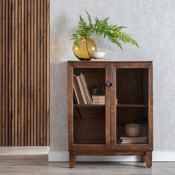Rudos spalvos iš mango masyvo vitrina 80x100x40 cm Ravi – Ixia-image-1