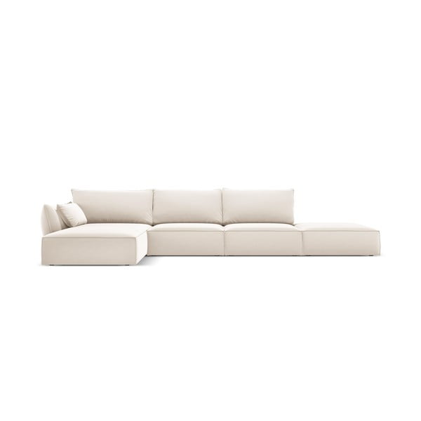 Smėlio spalvos iš velveto kampinė sofa (su kairiuoju kampu/su gultu) Vanda – Mazzini Sofas