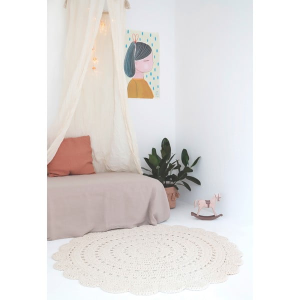 Baltas rankomis nertas kilimas iš medvilnės Nattiot Alma, ø 120 cm-image-1
