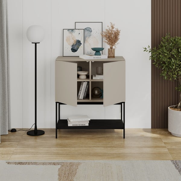 Spintelė juodos spalvos/kreminės spalvos 80x90x40 cm Amira – Marckeric-image-2