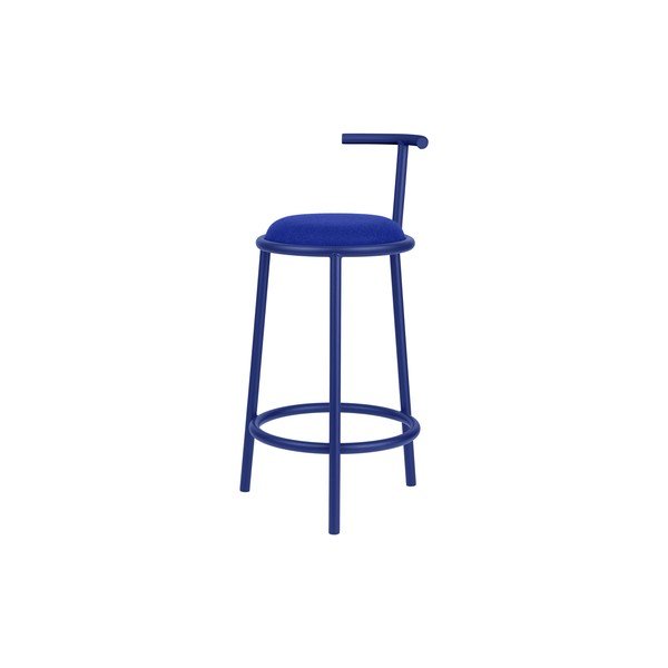 Mėlynos spalvos iš metalo baro taburetė (sėdynės aukštis 68 cm) Hogo – noo.ma