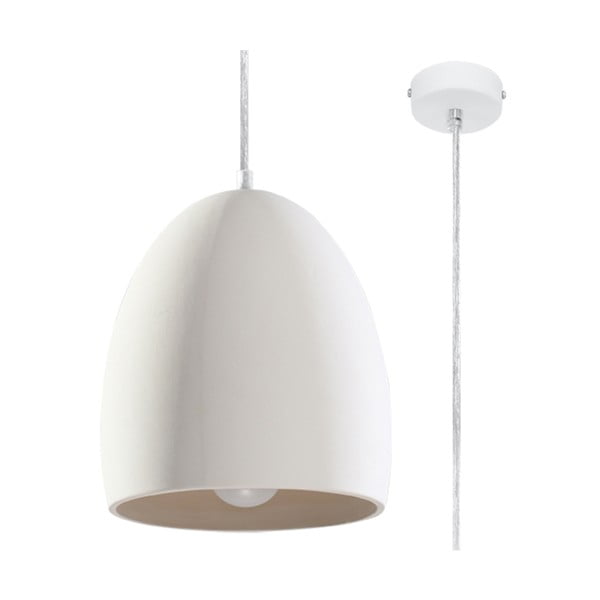 Kabantis šviestuvas baltos spalvos ø 30 cm su keramikiniu gaubtu Fonsie – Sollux