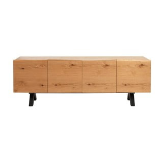 Baltos spalvos ąžuolo medienos žema komoda Unique Furniture Oliveto
