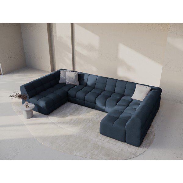 Tamsiai mėlynos spalvos kampinė sofa („U“ formos) Kendal – Micadoni -image-1